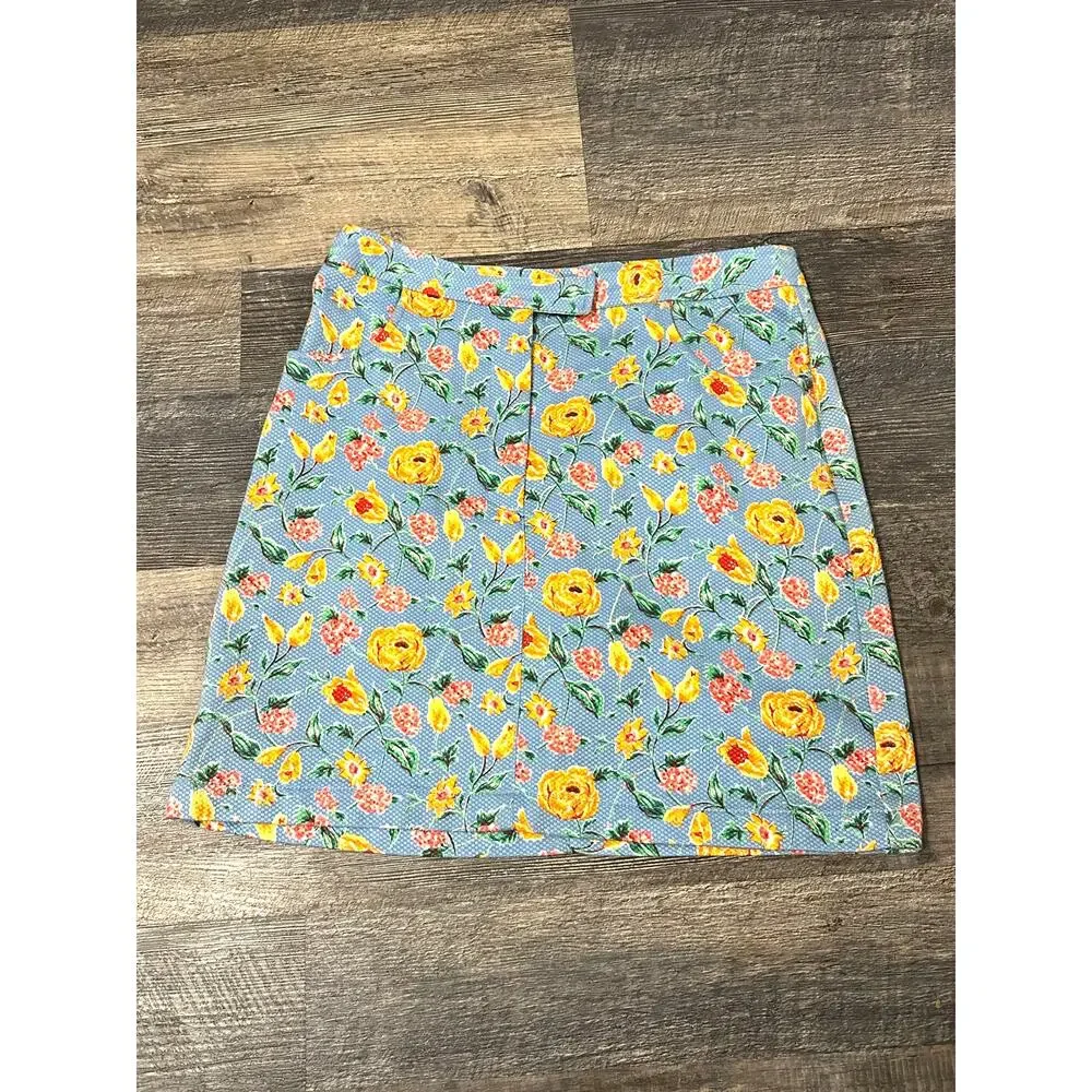 Tommy Hill Figure Floral Blue Skirt Size 10 P - Picture 2 of 3